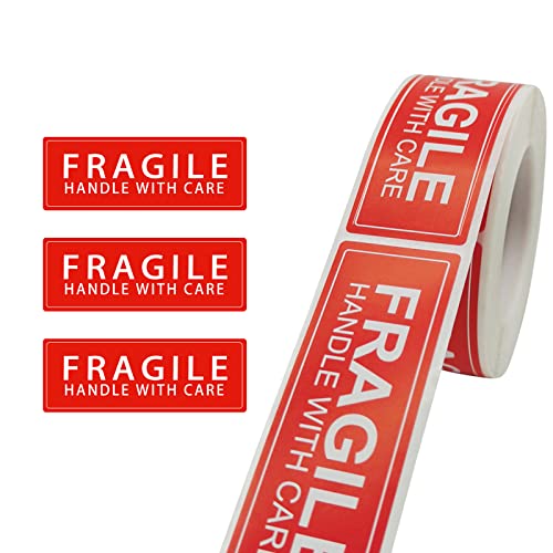 3" X 1" Fragile Handle with Care Warning Stickers for Shipping and Packing-250 Permanent Adhesive Labels Per Roll - color: Tz-ys-fr