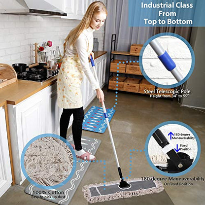2 Pack of 24 Cotton Refills for Industrial Class Floor Dust mop Series Can be fit with Others - size: 1 Count (Pack of 2)