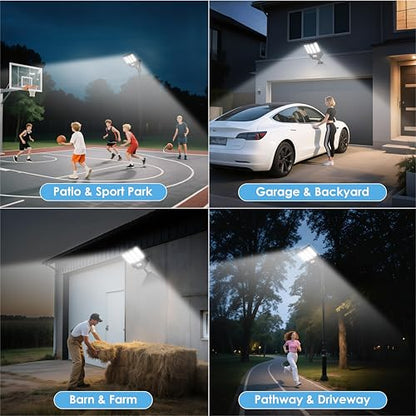 1200W Solar Street Lights Outdoor Waterproof, Wide Angle Solar Powered Light Dusk to Dawn, Remote Control and Motion Sensor, Pole or Wall Mount, for Parking Lot Barn Yard Outside Garage Patio - size: S