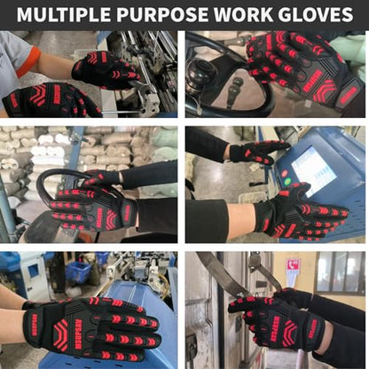 Work Gloves Men,Impact Glove,Safety Gift,Medium,Red+Black - color: Red+black, size: Medium