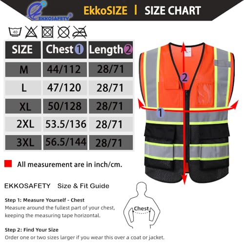 Hi Vis Reflective Safety Vest for Men Women,EK175,Orangeblack,M - color: Orangeblack, size: Medium