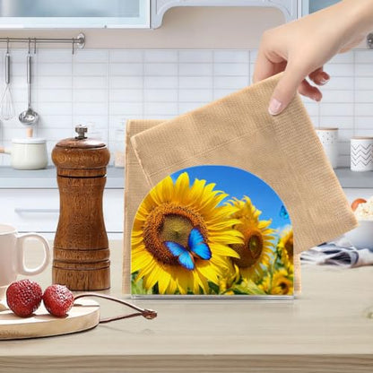 Blooming Sunflowers Napkin Holder for Table Acrylic Tissue Dispenser - color: Blooming Sunflowers