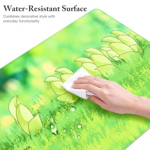 Large Desk Mat Green Meadow Mouse Pad Extended Keyboard Mat 35.4 x 15.7 - color: Greenfield Fresh