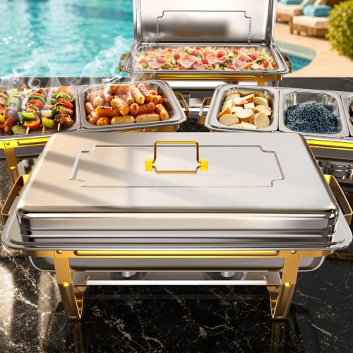 Sifer 11Qt Chafing Dishes for Buffet, Multi-Size Pans 4 Pack, Gold - color: Gold