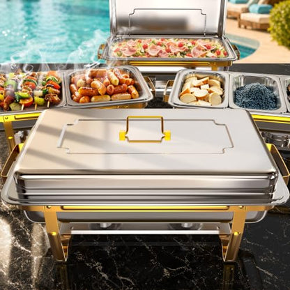Sifer 11Qt Chafing Dishes for Buffet, Multi-Size Pans 4 Pack, Gold - color: Gold