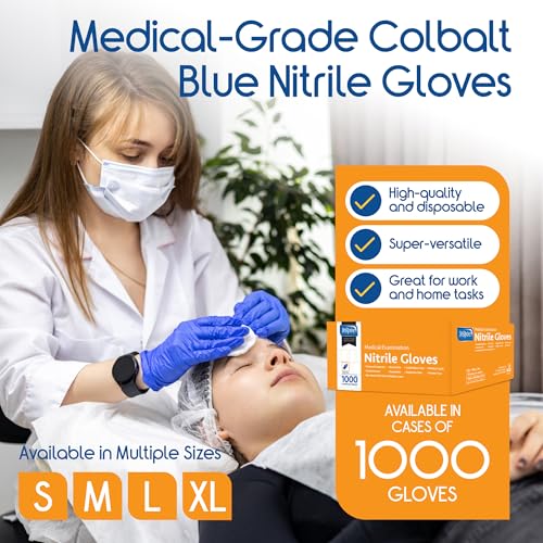 Inspire Cobalt Blue Nitrile Disposable Gloves | 4.5 Nitrile Safety Medical Exam Cooking Cleaning Disposable Gloves - size: Medium, style: Blue - Case of 1000