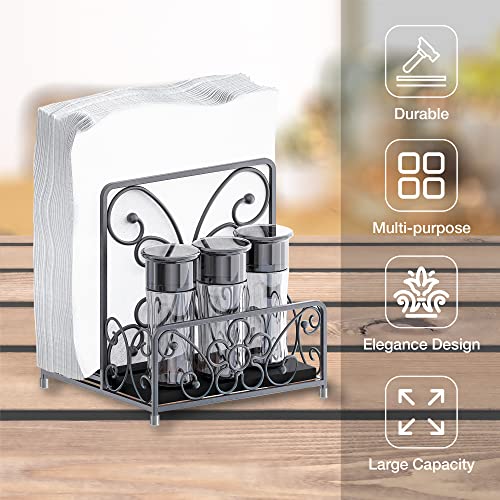 Napkin Holder with Salt and Pepper Caddy, Metal Table Dispenser - color: S - Salt & Pepper Shaker Napkin Holder, size: Luncheon Napkin Holder