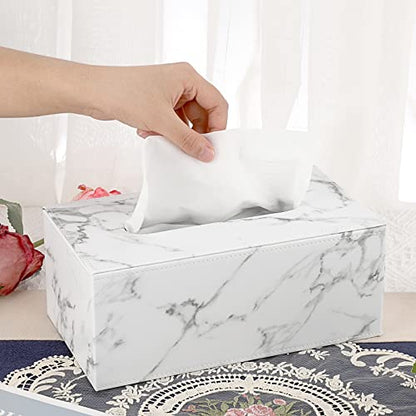 Sumnacon Tissue Box Cover Rectangle with Magnetic Bottom,Marble White,M - color: Marble White, size: Medium