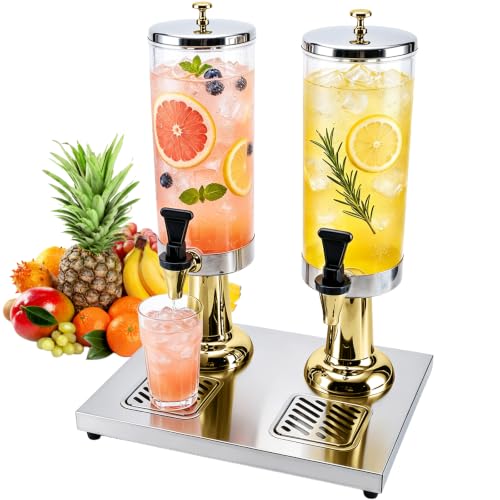 1.6 Gallon Drink Dispenser with Stainless Steel Stand & Ice Core - color: Gold