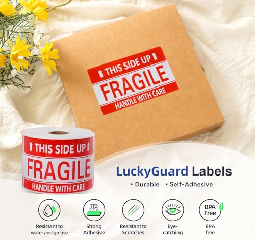 3 x 5 Inch Handle with Care This Side Up 500 Permanent Adhesive Fragile Stickers for Shipping Moving Glass Labels (1 Roll, 500 Labels) - size: 3" x 5", style: 1 Roll - 500 PCS- This Side Up