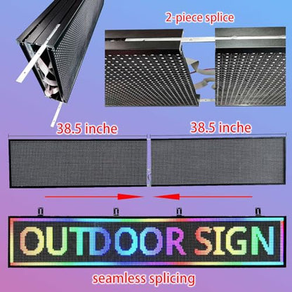 P10 Scrolling Programmable Led Sign For Business Custom Banner Advertising Outdoor Open Digital Led Display Screen Message Board Wifi Control High Brightness Neon Sign 77"X14" - size: P10 77"x14"x2" Indoor/Outdoor