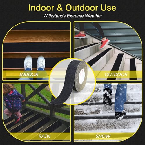 S&X Anti Slip Tape 2in x 60ft Grip Tape for Stairs, Ramps & Decks, Black - color: Black, size: 2" X 60'