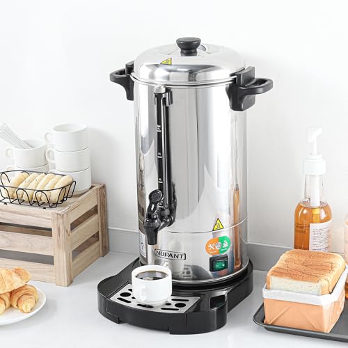 NUPANT Commercial Coffee Urn 50 Cup/8L Coffee Dispenser with Upgraded Percolator, 304 Stainless Steel Hot Water Urn Beverage Dispenser with Keep Warm Mode, Large Coffee Maker for Catering Party - size: 50 Cup