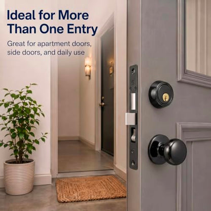 Tandefio 1 Set Double Cylinder Mortise Lock, Left Hand, Black - color: Black, style: Left Hand