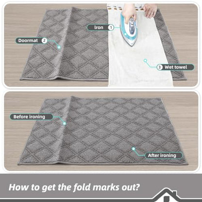 BEQHAUSE Dirt Trapper Door Mat 20" x 32" Non-Slip Washable, Grey - color: Grey, size: 20" X 32" (Rectangular)