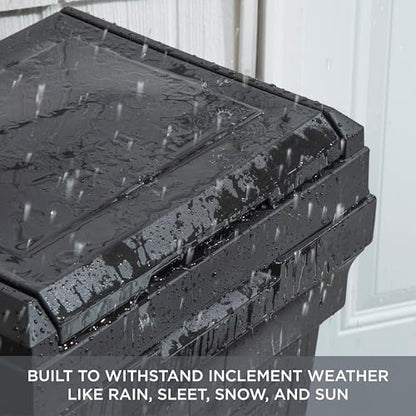 Step2 Atherton Large Garbage Container, Indoor/Outdoor Trash Can with Lid, Weather Resistant, Made of Durable Plastic, Weather-Resistant, Onyx Black - color: Onyx Black