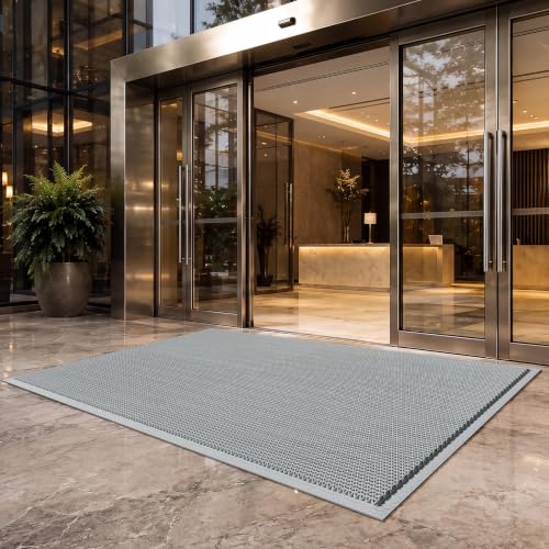 Front Door Mat Outside Entrance Drainage Doormat Grey 36"x59" - color: Grey, size: 36''x59''