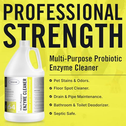 Multi-Purpose Probiotic Enzyme Cleaner, Made in USA - Stain and Odor Remover - Concentrated - Professional & Home Strength Drains, Floors, Bathrooms, Toilets Trash Can,
