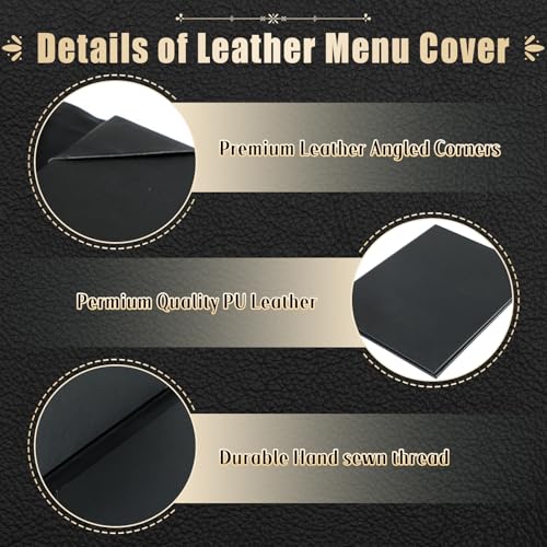 2 Pack Restaurant Menu Covers Holders 8.5" X 11", Single View Synthetic Leather Menu Holder Covers Book Style with Angled Corners Black for Wine List, Menu Sleeves Home Use (2, 1 Page) - size: 1 Page