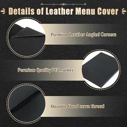2 Pack Restaurant Menu Covers Holders 8.5" X 11", Single View Synthetic Leather Menu Holder Covers Book Style with Angled Corners Black for Wine List, Menu Sleeves Home Use (2, 1 Page) - size: 1 Page