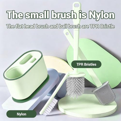 Plastic Toilet Brush Set, Strawberry Green, Bathroom Accessories, Includes 2 Toilet Brushes & Holder - color: Strawberry Green