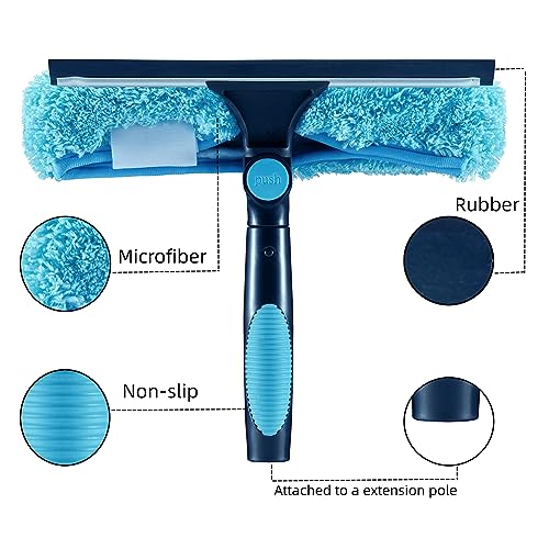 11" Window Squeegee & Microfiber Scrubber 2-in-1 Cleaning Tools