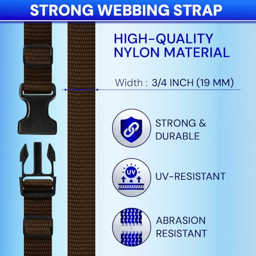 TECEUM 3/4" Nylon Strap Kit with Buckles, Brown 6 yards Repair Set - color: Brown, size: 3/4" - 6 yards, style: 6 Buckle - 12 Slides - 6 D-rind