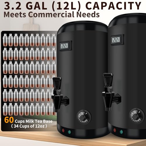 Electric Heating Insulated Beverage Dispenser-12 L/3.2 Gallon Hot Drink Beverage for Catering-Stainless Steel Hot Beverage Dispenser Coffee Urn with Spigot for tea,Juice (black)