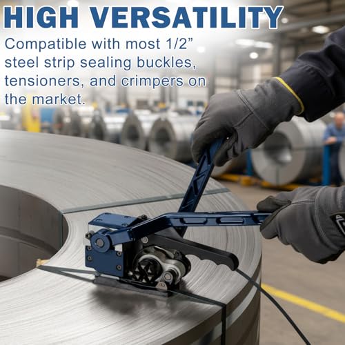 LEIFIDE 1/2" x 0.02" x 500' Steel Strapping Coil 1100 Lbs Break Strength Painted & Waxed Heavy-Duty Metal Banding Cut-Resistance Self-Dispensing Box for Pallet Brick Pipe Lumber Heavyweight Bundling