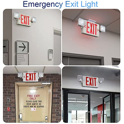 GZRUIYANG Exit Sign with Emergency Lights Red, LED Emergency Exit Light with Battery Backup, UL 924 Certified, AC 120/277V, Commercial Emergency Lights Combo for Business - 1 Pack - color: White Housing Red Letter, size: 1 Pack