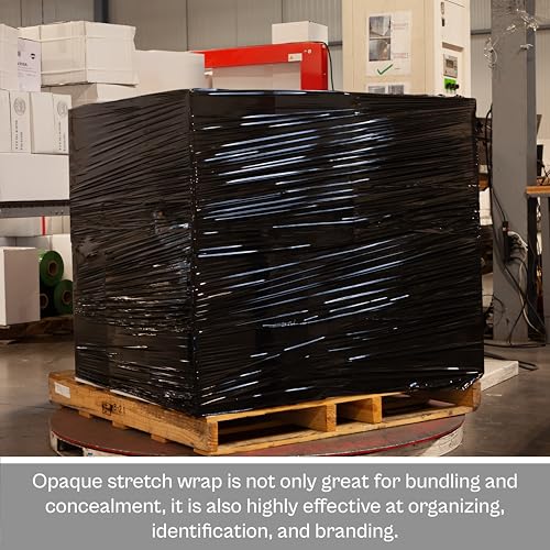 PSBM Dark Black Stretch Wrap with Handles, 8 Rolls 20 Inch x 1000 Feet 80 Gauge Heavy Duty Clear Plastic Wrap Industrial Strength Shrink Film for Moving, Packing & Shipping - size: 8 Rolls, style: Black