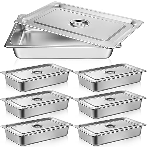 Dandat Full Size Steam Table Hotel Pans with Lid, 20.8 x 12.8 x 3.9 Inch - size: 20.8 x 12.8 x 3.9 Inch