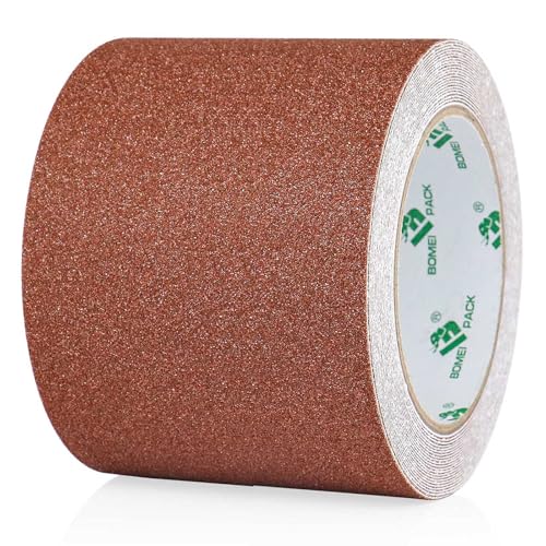 BOMEI PACK Anti Slip Traction Tape, 4 Inch x 16 Foot - Best Grip, Friction, Abrasive Adhesive for Stairs, Tread Step, Indoor, Outdoor (4" X 16') (Brown) - color: Brown