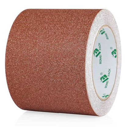 BOMEI PACK Anti Slip Traction Tape, 4 Inch x 16 Foot - Best Grip, Friction, Abrasive Adhesive for Stairs, Tread Step, Indoor, Outdoor (4" X 16') (Brown) - color: Brown