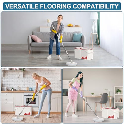 RinseWise Large Gen 1 Mop Bucket Set, Clean/Dirty Water Separation, Red - size: Large Gen 1- White/Red+6 Mop Heads