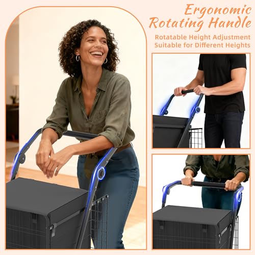 JIALIJIU 440 LBS Shopping Cart with Adjustable Handle & Waterproof Bag - size: Super Jumbo-137L