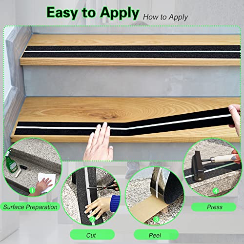 S&X Anti Slip Tape 2in x 60ft Grip Tape for Stairs, Ramps, Glow-in-the-Dark - color: Black/Glow-in-the-Dark, size: 2" X 60'