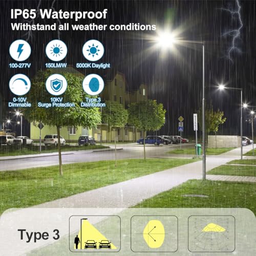 150W LED Parking Lot Light with Dusk to Dawn, 150W/100W/75W 22500LM - size: 150W