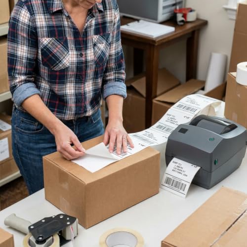 4" x 6" Fanfold Thermal Labels, 2 Stacks, 1000 Labels, Perforated - size: Stack-1000 Labels