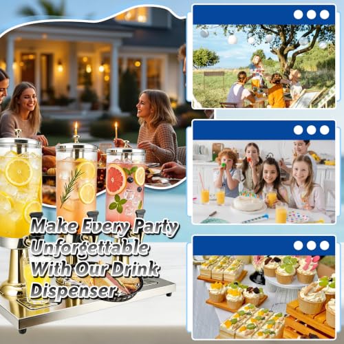2.4 Gallon Drink Dispenser for Party with Stand & Leak-Proof Spigot - color: Gold