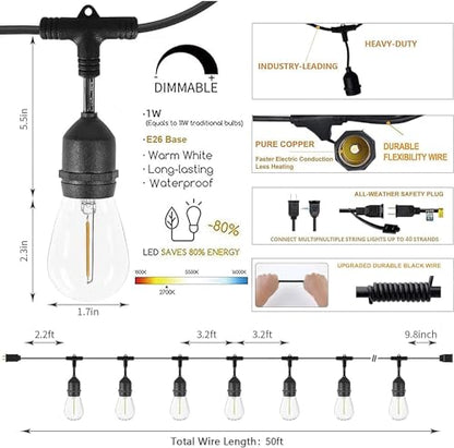 Svater Outdoor String Lights for Outside 150 FT Waterproof Commercial Grade - size: 150FT