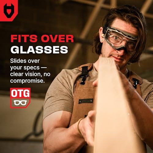 NoCry Anti-Fog Safety Goggles Over Glasses, Dust Eye Protection, ANSI Z87.1