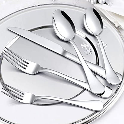 LIANYU 20-Piece 18/10 Flatware Set, Stainless Steel Fancy Silverware Cutlery Set for 4, Tableware Eating Utensils for Restaurant Wedding, Dishwasher Safe, Mirror Polished - style: Round Edge