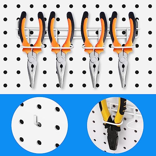 Coume 4 Pcs Pegboard Tool Holder Hooks for Screwdriver Pliers, White - color: White
