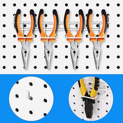 Coume 4 Pcs Pegboard Tool Holder Hooks for Screwdriver Pliers, White - color: White