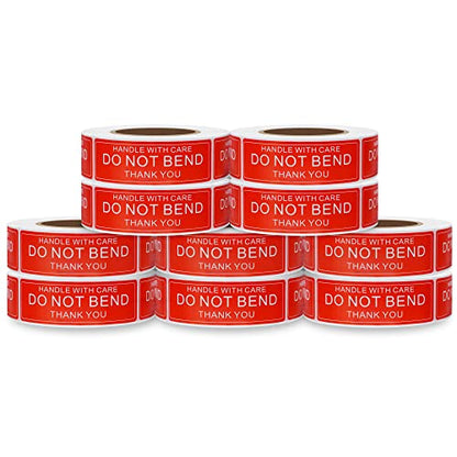 Do Not Bend Stickers 1×3 Inch Fragile Shipping Warning Labels Please Handle with Care Thank You - 500 Per Roll(10 Rolls Total 5000 Stickers)