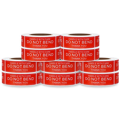 Do Not Bend Stickers 1×3 Inch Fragile Shipping Warning Labels Please Handle with Care Thank You - 500 Per Roll(10 Rolls Total 5000 Stickers)
