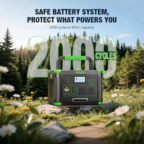 1000W Portable Power Station & 200W Foldable Solar Panel Generator Kit - color: Dark Green