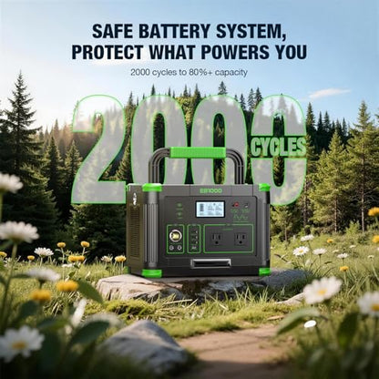 1000W Portable Power Station & 200W Foldable Solar Panel Generator Kit - color: Dark Green