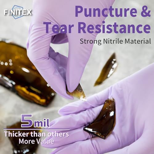 FINITEX Nitrile Disposable Latex-Free Gloves Purple 5mil 100PCS Cleaning - color: Purple (Medium 100)